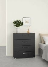 Cassettiera Nina, Settimino multiuso, Comò camera da letto, Mobile con cassetti, 40x70 h82 cm, Nero