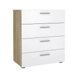 Cassettiera Nina, Settimino multiuso, Comò camera da letto, Mobile con cassetti, 70x40 h82 cm, Quercia e Bianco