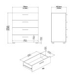 Cassettiera Nina, Settimino multiuso, Comò camera da letto, Mobile con cassetti, 70x40 h82 cm, Quercia e Bianco