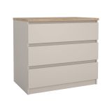Cassettiera Orani, settimino multiuso con 3 cassetti, comò elegante per camera da letto, 77x50 h70 cm, Beige