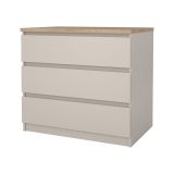 Cassettiera Orani, settimino multiuso con 3 cassetti, comò elegante per camera da letto, 77x50 h70 cm, Beige