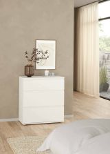 Cassettiera Pomme, Settimino multiuso, Comò camera da letto, Mobile con cassetti, 77x40 h84 cm, Bianco
