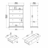 Cassettiera rustica bianca 96x139h cm - Gaetana