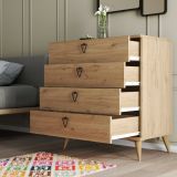 Cassettiera Saphira, Settimino multiuso, Comò camera da letto, Mobile con cassetti, 80x45 h91 cm, Quercia