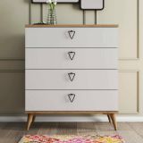 Cassettiera Saphira, Settimino multiuso, Comò camera da letto, Mobile con cassetti, 80x45 h91 cm, Quercia e Bianco