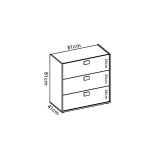 Cassettiera Sella, Settimanale per camera da letto, Comò con 3 cassetti, 80x43h81 cm, Rovere e Bianco