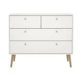 Cassettiera Tiffany, Settimino multiuso, Comò camera da letto, Mobile con cassetti, 39x99 h82 cm, Bianco