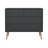 Cassettiera Tiffany, Settimino multiuso, Comò camera da letto, Mobile con cassetti, 39x99 h82 cm, Grigio