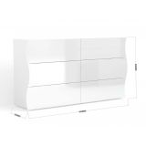 Cassettiera Tyler, Settimanale 6 cassetti, Comò per camera da letto, 100% Made in Italy, Bianco lucido, cm 155x40h82