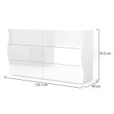 Cassettiera Tyler, Settimanale 6 cassetti, Comò per camera da letto, 100% Made in Italy, Bianco lucido, cm 155x40h82