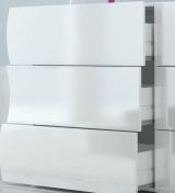 Cassettiera Tyler, Settimanale 6 cassetti, Comò per camera da letto, 100% Made in Italy, Bianco lucido, cm 155x40h82