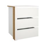 Cassettiera Valentine, Settimino multiuso, Comò camera da letto, Mobile con cassetti, 55x57 h70 cm, Bianco