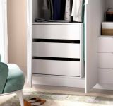 Cassettiera Vinson, Settimanale per interno armadio, Comò per camera da letto con 3 cassetti, 60x40h60 cm, Bianco