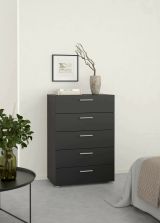 Cassettiera Yolande, Settimino multiuso, Comò camera da letto, Mobile con cassetti, 40x70 h102 cm, Nero