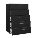 Cassettiera Yolande, Settimino multiuso, Comò camera da letto, Mobile con cassetti, 40x70 h102 cm, Nero