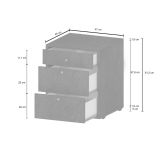 Cassettiera Yorgos, Cassettiera camera da letto , Settimino con 3 cassetti, 47x45h61 cm, Ardesia