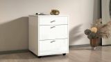 Cassettiera Yorgos, Cassettiera camera da letto , Settimino con 3 cassetti, 47x45h61 cm, Bianco