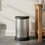 Cestino rifiuti con pedale cilindrico 15L 31x28x45h cm argento e nero - Renfrew