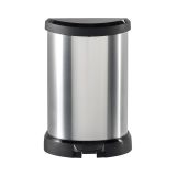Cestino rifiuti con pedale cilindrico 15L 31x28x45h cm argento e nero - Renfrew