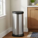 Cestino rifiuti con pedale cilindrico 40L 31x35x70h cm argento e nero - Renfrew