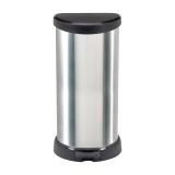 Cestino rifiuti con pedale cilindrico 40L 31x35x70h cm argento e nero - Renfrew