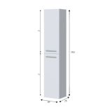 Colonna bagno Alexandria, Mobile a colonna per bagno a 2 ante, Armadio pensile sospeso con 2 ripiani, 30x25h150 cm, Bianco lucido