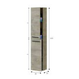 Colonna bagno Alexandria, Mobile a colonna per bagno a 2 ante, Armadio pensile sospeso con 2 ripiani, 30x25h150 cm, Rovere