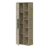 Colonna bagno LosAngeles, Mobile a colonna per bagno a 1 anta, Armadio pensile sospeso con 5 ripiani, 51x25h135 cm, Rovere