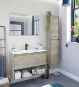 Colonna bagno sospesa 2 ante 30x140h cm rovere - Aladin