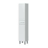 Colonna bagno Wilmington, Pensile bagno con 2 ante e 1 cassetto, Armadio alto, 35x31h182 cm, Bianco lucido