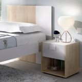 Comodino 1 cassetto bianco e rovere 40x33x42h cm - Artica
