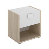 Comodino 1 cassetto bianco e rovere 40x33x42h cm - Artica