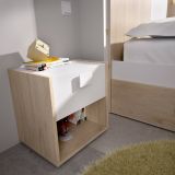 Comodino 1 cassetto bianco e rovere 40x33x42h cm - Artica