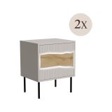 Comodino 1 ripiano beige 50x40x61h cm - Set di 2 comodini Ussana