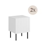 Comodino 1 ripiano bianco 44x40x51h cm - Set di 2 comodini Femmine