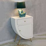 Comodino 1 ripiano bianco e oro 60x32x79h cm - Suze