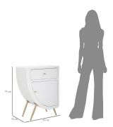 Comodino 1 ripiano bianco e oro 60x32x79h cm - Suze