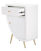 Comodino 1 ripiano bianco e oro 60x32x79h cm - Suze