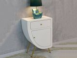 Comodino 1 ripiano bianco e oro 60x32x79h cm - Suze