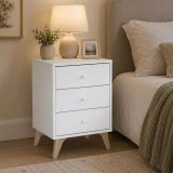 Comodino 1 ripiano bianco e rovere 40x33x56h cm - Attina