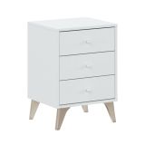 Comodino 1 ripiano bianco e rovere 40x33x56h cm - Attina