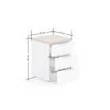 Comodino 1 ripiano bianco lucido e rovere 45x43x55h cm - Aucuba