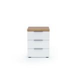 Comodino 1 ripiano bianco lucido e rovere 45x43x55h cm - Aucuba