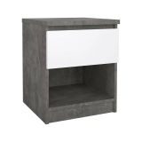 Comodino 1 ripiano cemento e bianco lucido 40x40x49h cm - Scolastica