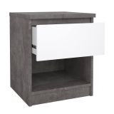 Comodino 1 ripiano cemento e bianco lucido 40x40x49h cm - Scolastica