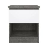 Comodino 1 ripiano cemento e bianco lucido 40x40x49h cm - Scolastica