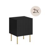 Comodino 1 ripiano nero 44x40x51h cm - Set di 2 comodini Farini