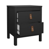 Comodino 2 cassetti nero 43x38x54h cm - Fred