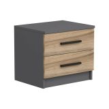 Comodino 2 cassetti noce e nero 50x47x40h cm - Iune