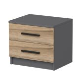 Comodino 2 cassetti noce e nero 50x47x40h cm - Iune